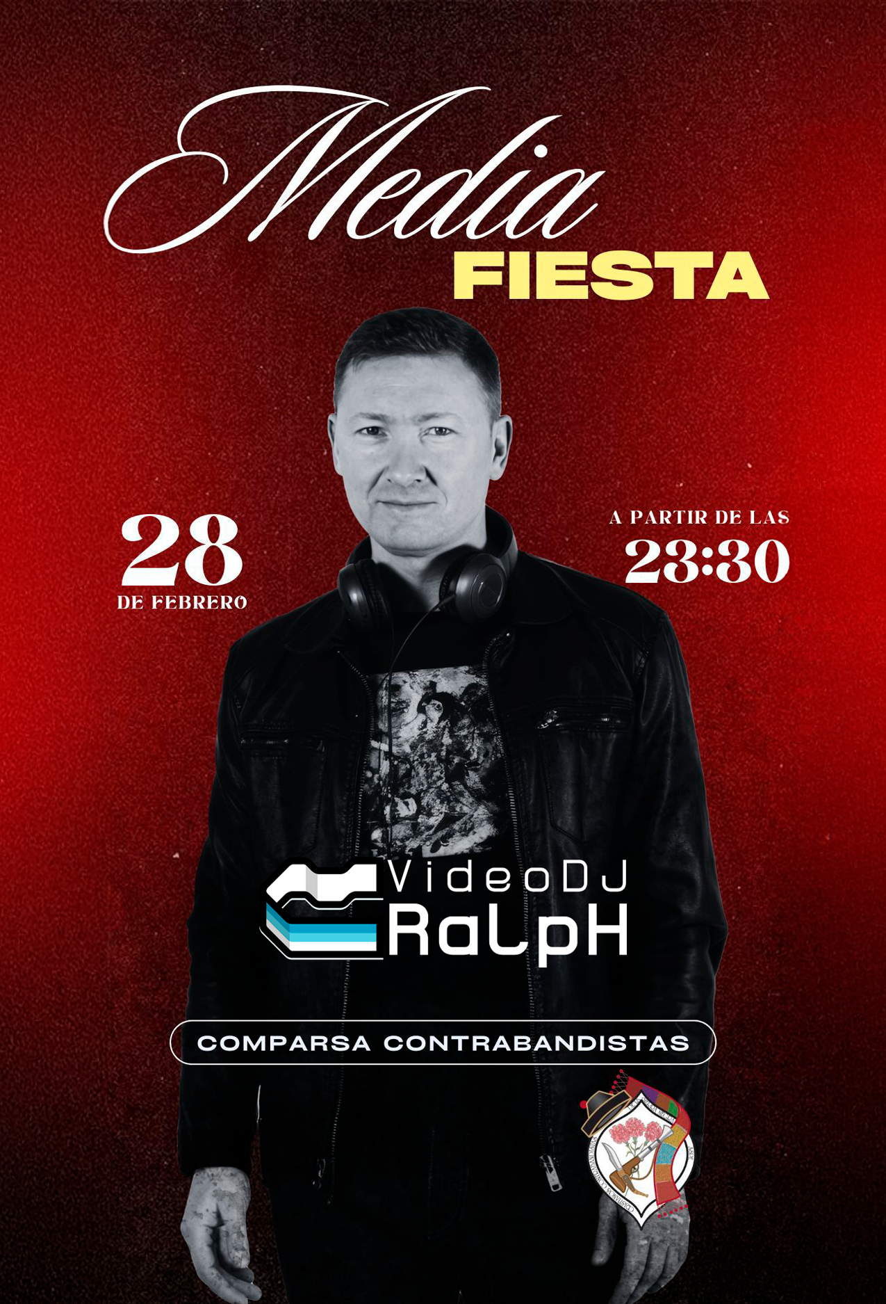 Cartel del evento Media Fiesta en Aspe con VideoDJ Ralph, 28 de febrero a las 23:30h