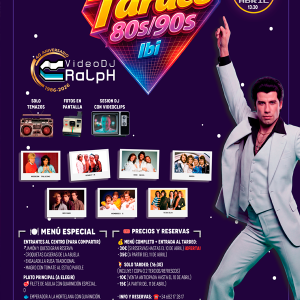 Cartel del evento Tardeo 80s/90s Ibi con VideoDJ Ralph.